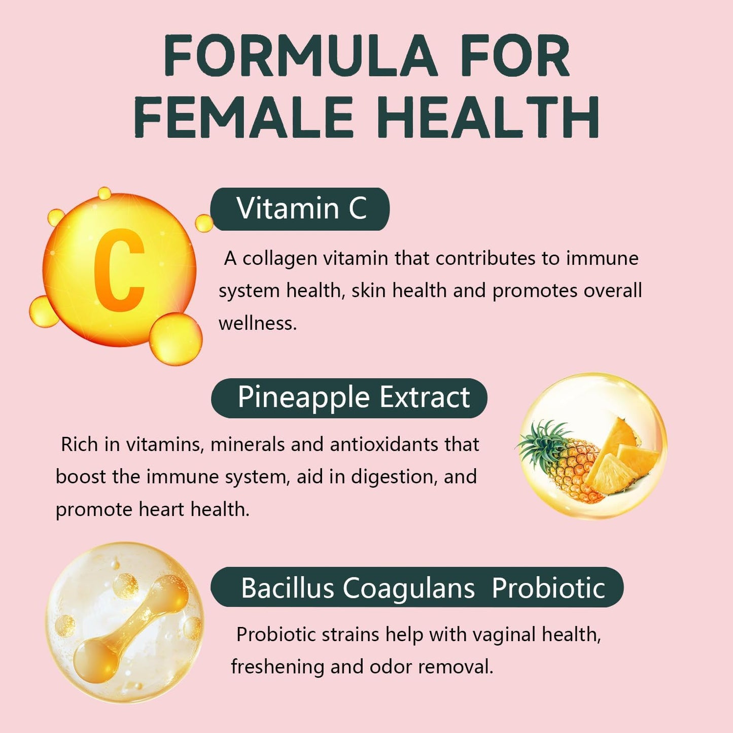 PH Balance Vaginal Health Gummies Probiotics Hawaiian Pineapple Female Gummy for Women Private Area - 60 Gummies - 30 Servings